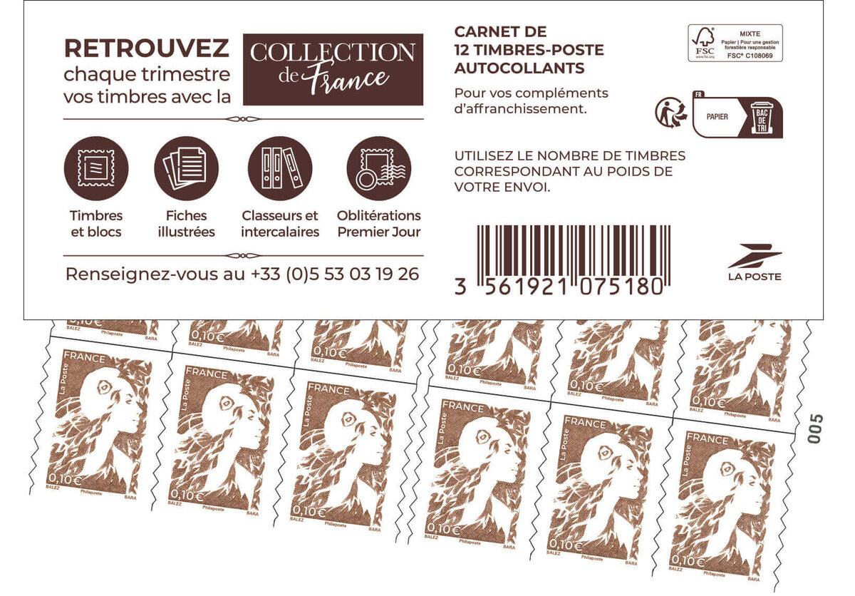 CARNET FRANCE BC118 DE TIMBRES POUR AFFRANCHIR 10