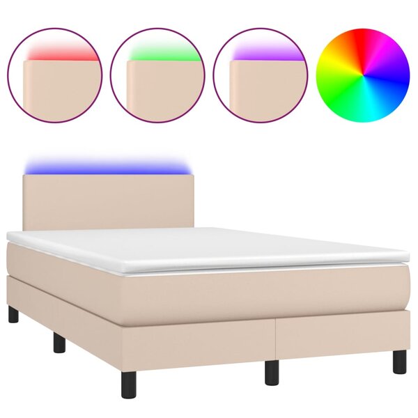 vidaXL Sommier à lattes de lit avec matelas LED Cappuccino 120x200 cm