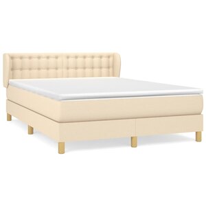 vidaXL Sommier à lattes de lit avec matelas Crème 140x190 cm Tissu