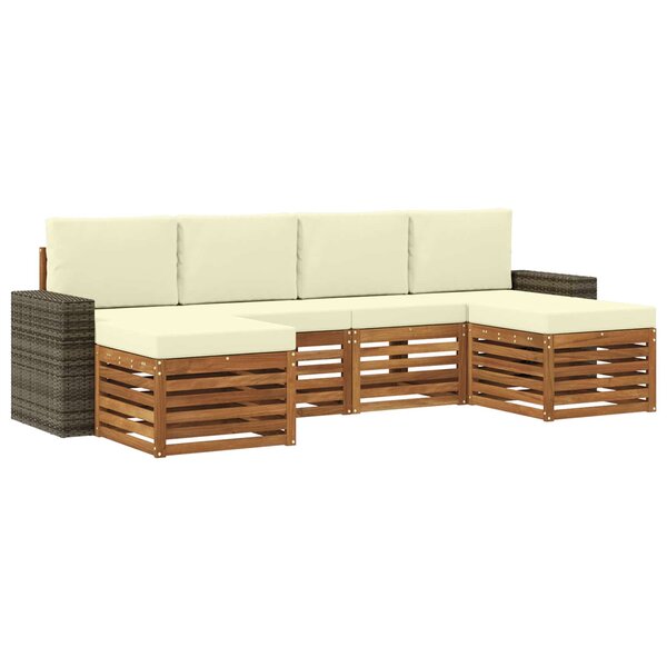 vidaXL Ensemble de canapés d'extérieur 6 pc Naturel et Crème