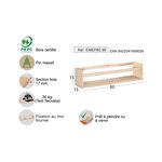 Étagère avec barre centrale en pin kit line 60 cm