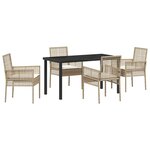 vidaXL Ensemble de salle à manger pour jardin 5 Pièces Beige polyrotin