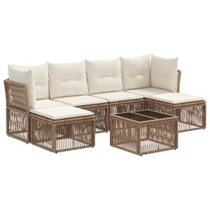 vidaXL Ensemble de canapé de jardin 7 Pièces Beige polyrotin