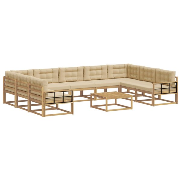 vidaXL Ensemble de canapés d'extérieur 10 pc Blanc et Beige