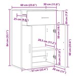 vidaXL Buffet chêne marron 60x30x84 cm bois d'ingénierie