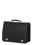 Cartable homme Premium en cuir - KATANA - 2 soufflets - 40 cm - 31017-Noir