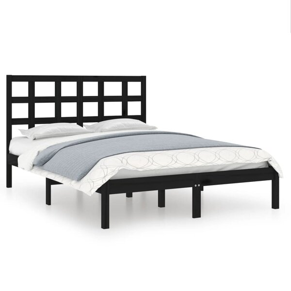 vidaXL Cadre de lit sans matelas noir 140x190 cm bois massif