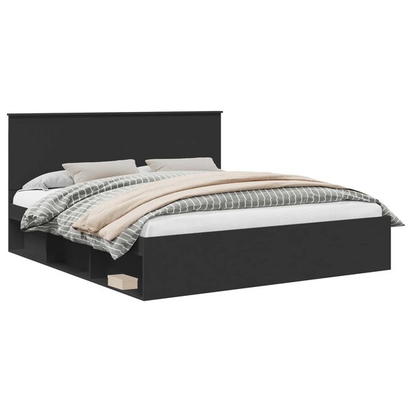 vidaXL Cadre de lit Noir 180 x 200 cm Bois de pin massif