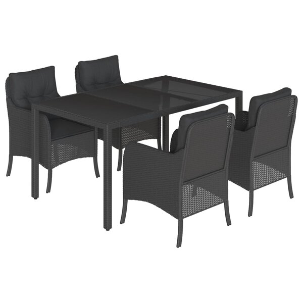 vidaXL Ensemble à manger de jardin coussins 5Pièces Noir Résine tressée
