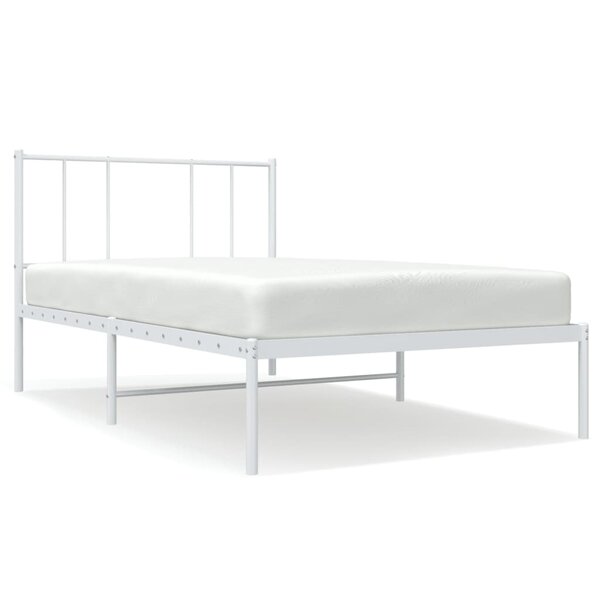 vidaXL Cadre de lit métal avec tête de lit blanc 75x190 cm