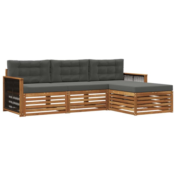 vidaXL Ensemble de canapés d'extérieur Naturel et Anthracite