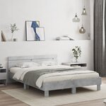 vidaXL Cadre de lit avec LED sans matelas gris béton 140x200 cm