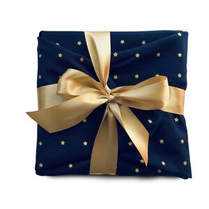 Papier cadeau réutilisable - Mes P'tites Étoiles (Bleu nuit) 35x35CM Mat 100  Coton