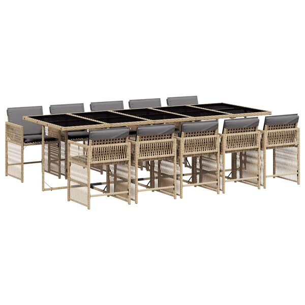 vidaXL Ensemble à manger de jardin et coussins 11 Pièces mélange beige