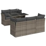 vidaXL Salon de jardin 6 Pièces avec coussins gris résine tressée