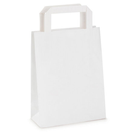 Sac kraft blanc à poignées plates raja 18 x 29 x 9 cm (lot de 250)