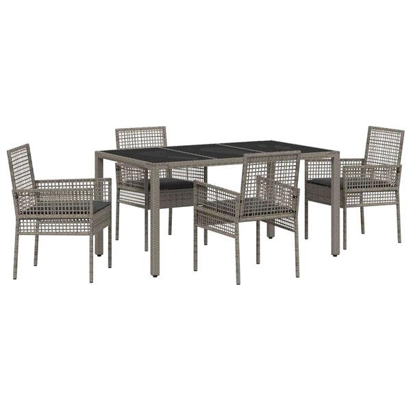vidaXL Ensemble de salle à manger pour jardin 5 Pièces Gris polyrotin