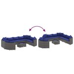 vidaXL Salon de jardin avec coussins 10 Pièces gris résine tressée