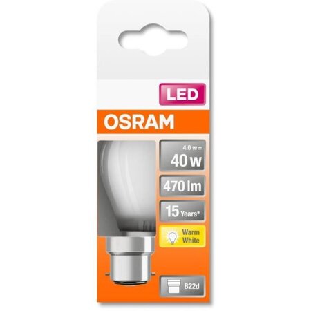 Osram ampoule led sphérique verre dépoli 4w=40 b22 chaud