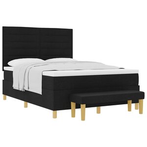 vidaXL Lit à ressorts avec tête de lit Noir 190 x 140 cm tissu