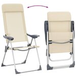 vidaXL Chaises de camping pliables lot de 2 Crème Aluminium