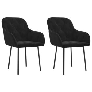 vidaXL Chaises à manger lot de 2 Noir Velours