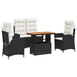 vidaXL Ensemble à manger de jardin 4 Pièces avec coussins noir