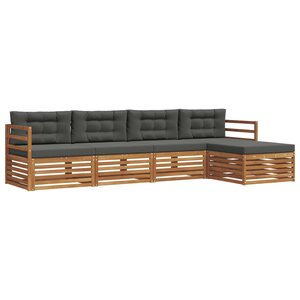 vidaXL Ensemble de canapés d'extérieur 5 Pièces Naturel et Anthracite