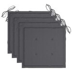 vidaXL Chaises de jardin et coussins lot de 4 Gris Bois acacia massif