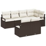 Set de canapé de jardin vidaXL 7 pièces avec coussins marron en résine tressée