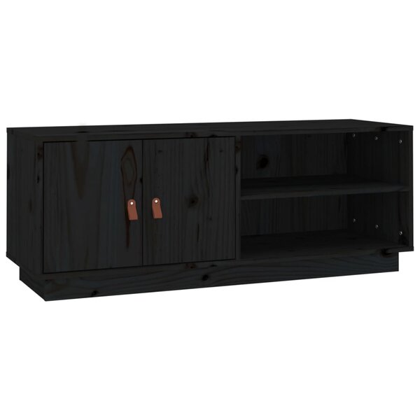 vidaXL Meuble TV Noir 105x34x40 cm Bois de pin massif