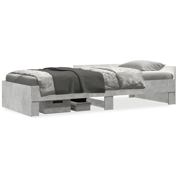 vidaXL Cadre de lit sans matelas gris béton 90x190cm bois d'ingénierie