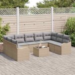 vidaXL Ensemble de canapé de jardin 10 Pièces Beige polyrotin