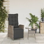 vidaXL Chaise inclinable de jardin et repose-pied gris résine tressée