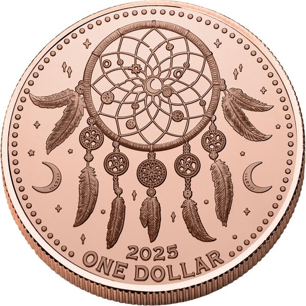 Pièce de monnaie en Cuivre 1 Dollar g 155.5 (5 oz) Millésime 2025 Native American Myth DREAMCATCHER