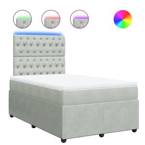 vidaXL Sommier à lattes de lit et matelas gris clair 120x190cm velours