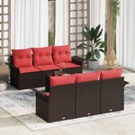 vidaXL Ensemble de canapé de jardin 7 Pièces Marron Poly rotin