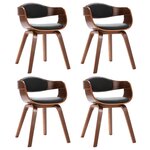 vidaXL Chaises à manger lot de 4 bois courbé et similicuir