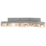 Salon de jardin meuble d'extérieur ensemble de mobilier palette 6 pièces avec coussins bois de pin imprégné 02_0018484