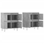 vidaXL Buffets 2 Pièces gris béton bois d'ingénierie