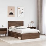 vidaXL Cadre de lit Chêne brun 120 x 190 cm Bois de pin massif