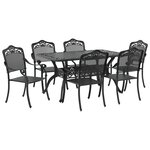 vidaXL Ensemble de salle à manger de jardin 7 pièces en aluminium coulé noir