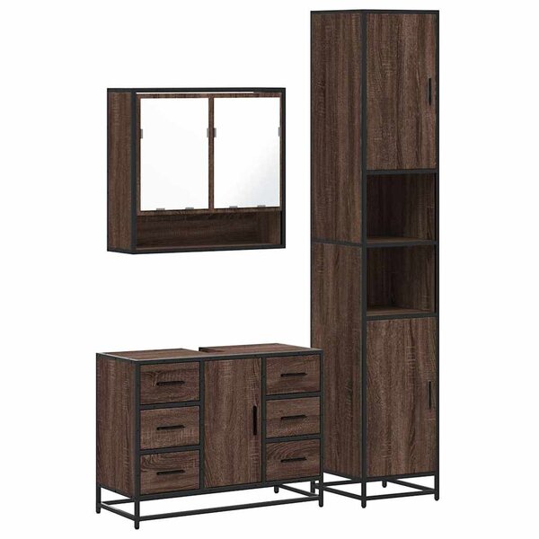 vidaXL Ensemble de meubles de salle de bain 3 Pièces Chêne marron