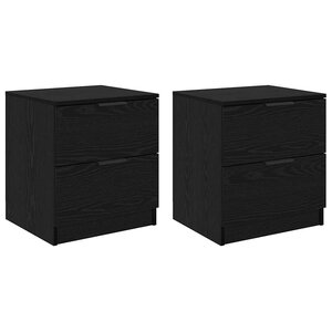 vidaXL Cabinet de chevet avec tiroir 2 Pièces Chêne noir 45 x 39 x 50 cm