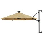 vidaXL Parasol mural de jardin avec LED 300 cm taupe