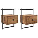 vidaXL Cabinet de chevet avec tiroir 2 Pièces Bois ancien 35 x 30 x 51 cm
