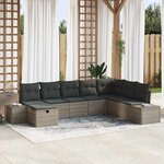 vidaXL Ensemble de canapé de jardin avec coussin 8 Pièces Gris Poly rotin