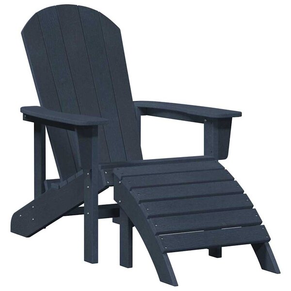 vidaXL Chaise Adirondack avec repose-pieds bleu marine en HDPE