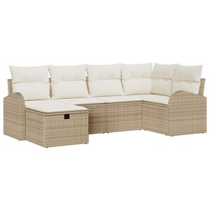 vidaXL Ensemble de canapé de jardin 6 Pièces Beige Poly rotin