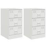 vidaXL Tables de chevet 2 Pièces blanc 34 5x39x62 cm acier